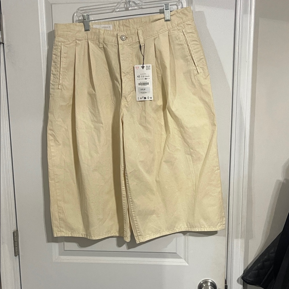 Yellow Pleated Shorts